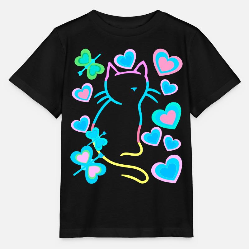 Retro Katze Katzen - Stanley/Stella Kinder T-Shirt MINI CREATOR  - Schwarz