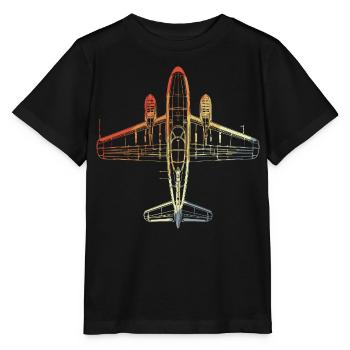 Dessin au trait d’avion vintage - T-shirt bio MINI CREATOR Stanley/Stella Enfant - noir - Devant - Mikhail (115cm)