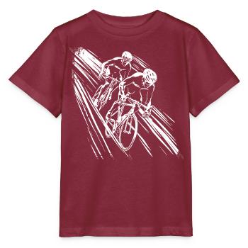 Cyclists Graphic - Stanley/Stella MINI CREATOR Kids’ T-Shirt - burgundy - Front - Kain (125cm)