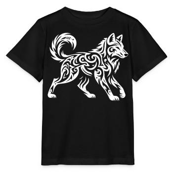 Loup tribal - T-shirt bio MINI CREATOR Stanley/Stella Enfant - noir - Devant - Mikhail (115cm)