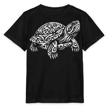 Tortue tribale - T-shirt bio MINI CREATOR Stanley/Stella Enfant - noir - Devant - Mikhail (115cm)