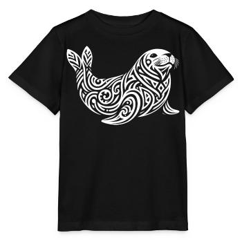 Phoque Tribal - T-shirt bio MINI CREATOR Stanley/Stella Enfant - noir - Devant - Mikhail (115cm)