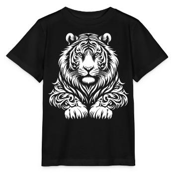 Tigre de Sibérie tribal - T-shirt bio MINI CREATOR Stanley/Stella Enfant - noir - Devant - Mikhail (115cm)