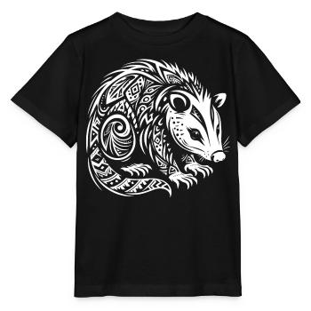 Opossum tribal - T-shirt bio MINI CREATOR Stanley/Stella Enfant - noir - Devant - Mikhail (115cm)