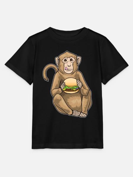 Affe Cheeseburger - Stanley/Stella Kinder T-Shirt MINI CREATOR  - Schwarz