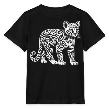 Ocelot tribal - T-shirt bio MINI CREATOR Stanley/Stella Enfant - noir - Devant - Mikhail (115cm)