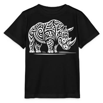 Rhinocéros tribal - T-shirt bio MINI CREATOR Stanley/Stella Enfant - noir - Devant - Mikhail (115cm)