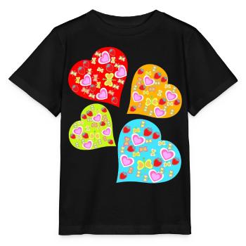 Retro Herz Herzen Vintage Erdbeeren Schmetterlinge - Stanley/Stella Kinder T-Shirt MINI CREATOR  - Schwarz - Vorne - Mikhail (115cm)