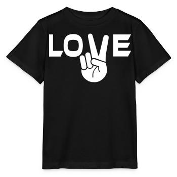 Signe de victoire de l’amour main - T-shirt bio MINI CREATOR Stanley/Stella Enfant - noir - Devant - Mikhail (115cm)
