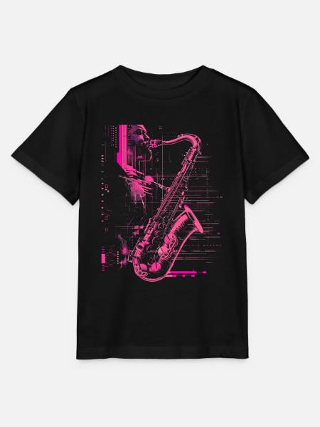 Saxophonist Skizze - Stanley/Stella Kinder T-Shirt MINI CREATOR - Schwarz