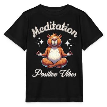 Capybara Meditieren Yoga - Stanley/Stella Kinder T-Shirt MINI CREATOR  - Schwarz - Vorne - Mikhail (115cm)