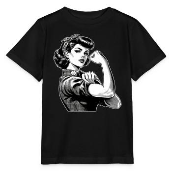Femme forte confiante Rockabilly cadeau - T-shirt bio MINI CREATOR Stanley/Stella Enfant - noir - Devant - Mikhail (115cm)