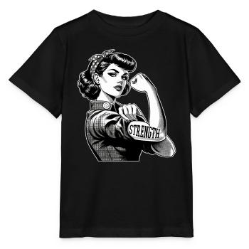 Stärke starke Frau Rockabilly Geschenk - Stanley/Stella Kinder T-Shirt MINI CREATOR  - Schwarz - Vorne - Mikhail (115cm)