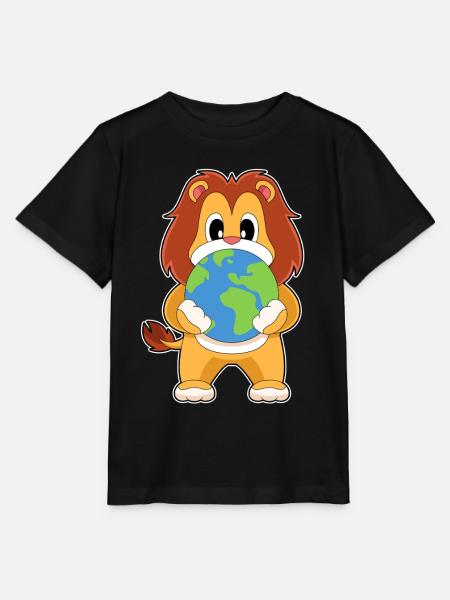 Löwe Erdkugel - Stanley/Stella Kinder T-Shirt MINI CREATOR - Schwarz