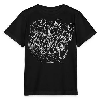 Radfahrer Strichzeichnung - Stanley/Stella Kinder T-Shirt MINI CREATOR  - Schwarz - Vorne - Mikhail (115cm)