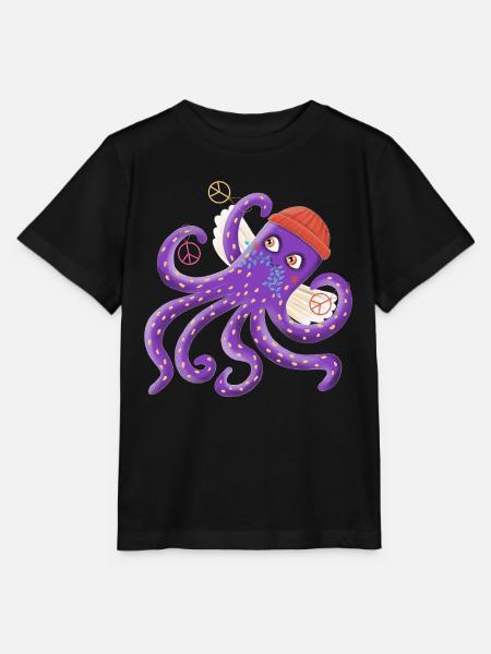 Friedenskrake Sepp schwimmt für den Frieden - Stanley/Stella Kinder T-Shirt MINI CREATOR  - Schwarz
