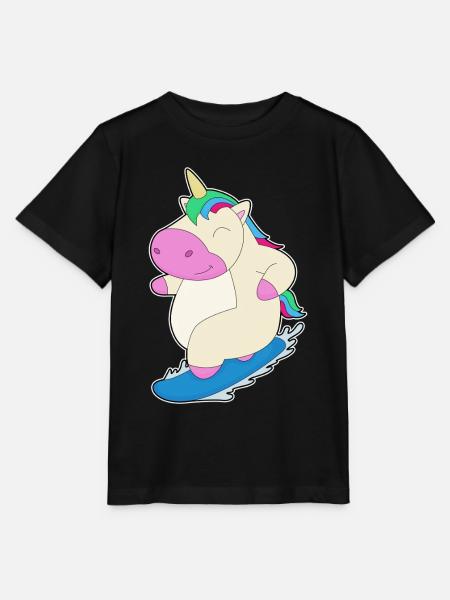 Einhorn Snowboarder Snowboard - Stanley/Stella Kinder T-Shirt MINI CREATOR - Schwarz