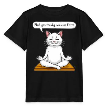 Cat Meditation - Stanley/Stella MINI CREATOR Kids’ T-Shirt - black - Front - Mikhail (115cm)