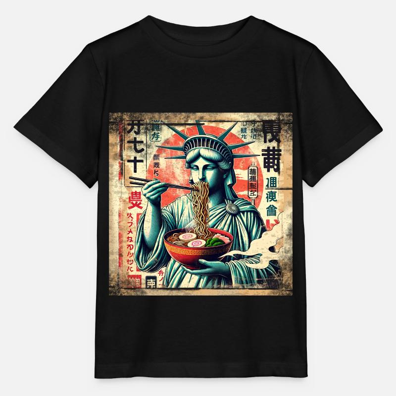 Ramen freiheitsstatue Grunge Poster Style - Stanley/Stella Kinder T-Shirt MINI CREATOR  - Schwarz
