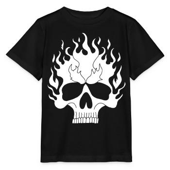 Crâne enflammé blanc - T-shirt bio MINI CREATOR Stanley/Stella Enfant - noir - Devant - Mikhail (115cm)