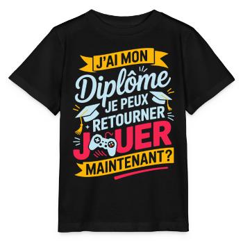 Ich habe mein Diplom, ich kann wieder Gamer spielen - Stanley/Stella Kinder T-Shirt MINI CREATOR  - Schwarz - Vorne - Mikhail (115cm)