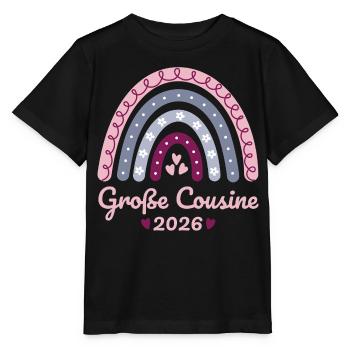 Große Cousine 2026 Regenbogen - Stanley/Stella Kinder T-Shirt MINI CREATOR  - Schwarz - Vorne - Mikhail (115cm)