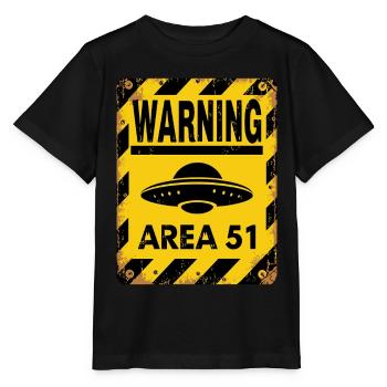 Avertissement OVNI Zone 51 - Entrez à vos risques et périls - T-shirt bio MINI CREATOR Stanley/Stella Enfant - noir - Devant - Mikhail (115cm)