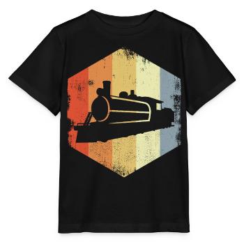 Retro Dampflokomotive - Stanley/Stella Kinder T-Shirt MINI CREATOR  - Schwarz - Vorne - Mikhail (115cm)