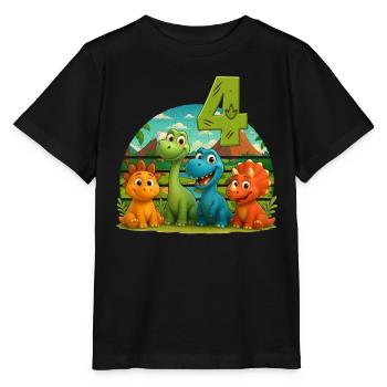 Dinosaure Anniversaire Enfants 4 ans Cadeau - T-shirt bio MINI CREATOR Stanley/Stella Enfant - noir - Devant - Mikhail (115cm)