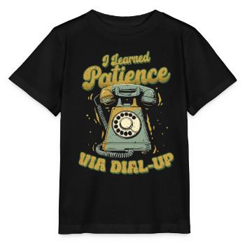 90s 80s I Learned Patience Via Dial Up - Stanley/Stella MINI CREATOR Kids’ T-Shirt - black - Front - Mikhail (115cm)