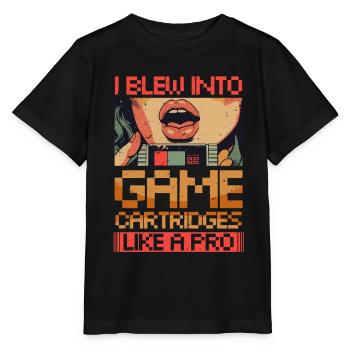 Années 70 Années 80 Années 90 J’ai soufflé dans les cartouches de jeu - T-shirt bio MINI CREATOR Stanley/Stella Enfant - noir - Devant - Mikhail (115cm)