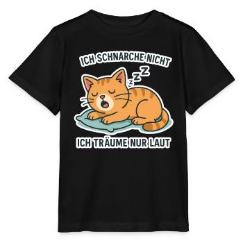 Snoring Cat — Funny Sleep Motif - Stanley/Stella MINI CREATOR Kids’ T-Shirt - black - Front - Mikhail (115cm)