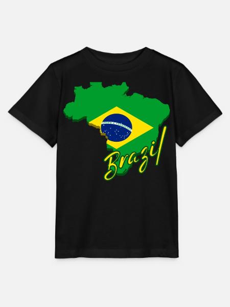 Mapa de Brasil, bandera de Brasil - Stanley/Stella T-shirt MINI CREATOR til børn - sort