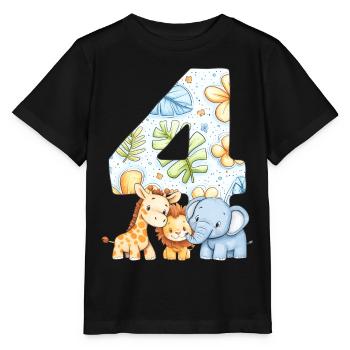 Jungle Animals Kids 4 Year Birthday Gift - Stanley/Stella MINI CREATOR Kids’ T-Shirt - black - Front - Mikhail (115cm)