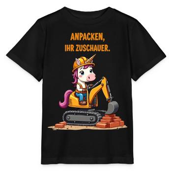 Maître excavatrice licorne - T-shirt bio MINI CREATOR Stanley/Stella Enfant - noir - Devant - Mikhail (115cm)