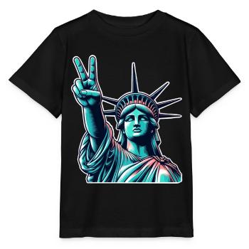 Freiheitsstatue Peace - Stanley/Stella Kinder T-Shirt MINI CREATOR  - Schwarz - Vorne - Mikhail (115cm)