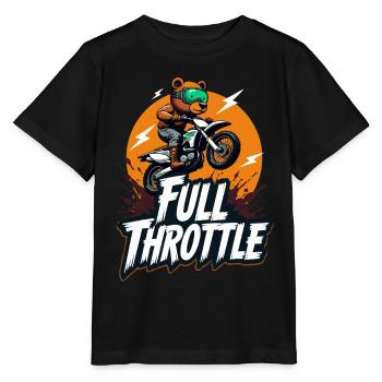 Full Throttle Bear Motocross Motorcycle - Stanley/Stella MINI CREATOR Kids’ T-Shirt - black - Front - Mikhail (115cm)