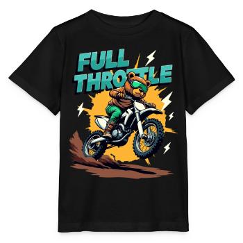 Full Throttle Bear Motocross Motorcycle - Stanley/Stella MINI CREATOR Kids’ T-Shirt - black - Front - Mikhail (115cm)