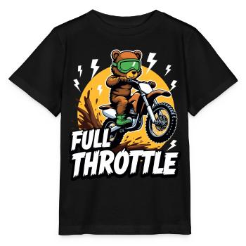 Full Throttle Bear Motocross Motorcycle - Stanley/Stella MINI CREATOR Kids’ T-Shirt - black - Front - Mikhail (115cm)