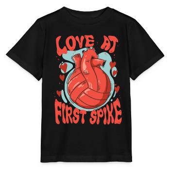 Beachvolleyball Love At First Spike - Stanley/Stella Kinder T-Shirt MINI CREATOR  - Schwarz - Vorne - Mikhail (115cm)