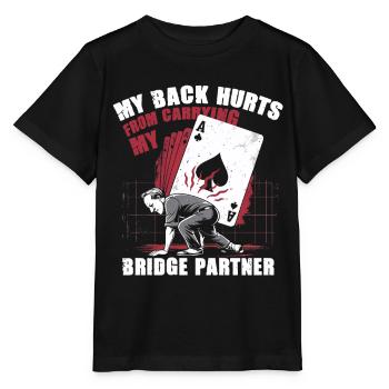 Bridge Spieler Carrying My Bridge Partner - Stanley/Stella Kinder T-Shirt MINI CREATOR  - Schwarz - Vorne - Mikhail (115cm)