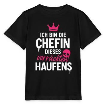 Ich Bin Die Chefin dieses Verrückten Haufens - Stanley/Stella Kinder T-Shirt MINI CREATOR  - Schwarz - Vorne - Mikhail (115cm)