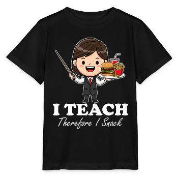 J’ENSEIGNE, DONC JE GRIGNOTE - CADEAU POUR L’ENSEIGNANT - T-shirt bio MINI CREATOR Stanley/Stella Enfant - noir - Devant - Mikhail (115cm)