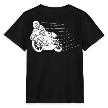 Weißer Biker und Geschwindigkeit - Stanley/Stella Kinder T-Shirt MINI CREATOR  - Schwarz - Vorne - Mikhail (115cm)