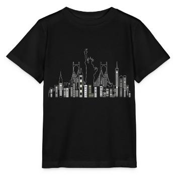 Gratte-ciel New York avec Statue de la Liberté - T-shirt bio MINI CREATOR Stanley/Stella Enfant - noir - Devant - Mikhail (115cm)