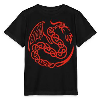 Dragon celte rouge - T-shirt bio MINI CREATOR Stanley/Stella Enfant - noir - Devant - Mikhail (115cm)