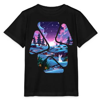 Landscape Snow Puzzle Fantasy - White Rabbit - Stanley/Stella MINI CREATOR Kids’ T-Shirt - black - Front - Mikhail (115cm)