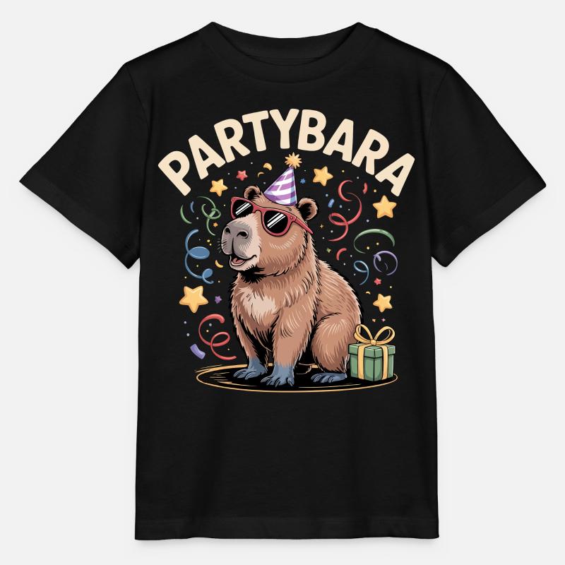 Partybara Capybara - Stanley/Stella Kinder T-Shirt MINI CREATOR  - Schwarz