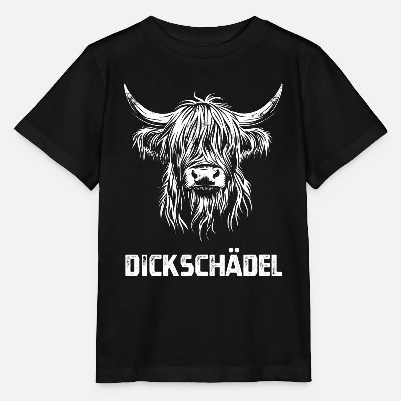 Dickschädel - Schottisches Hochlandrind - Spruch - Stanley/Stella Kinder T-Shirt MINI CREATOR - Schwarz