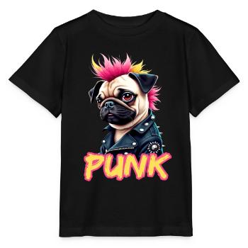 Punk Carlin avec mohawk et veste en cuir pour - T-shirt bio MINI CREATOR Stanley/Stella Enfant - noir - Devant - Mikhail (115cm)